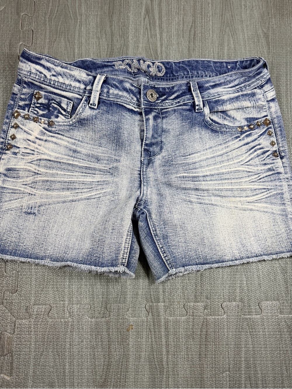 BONGO Light Blue Washed Denim Shorts with Stud Accents